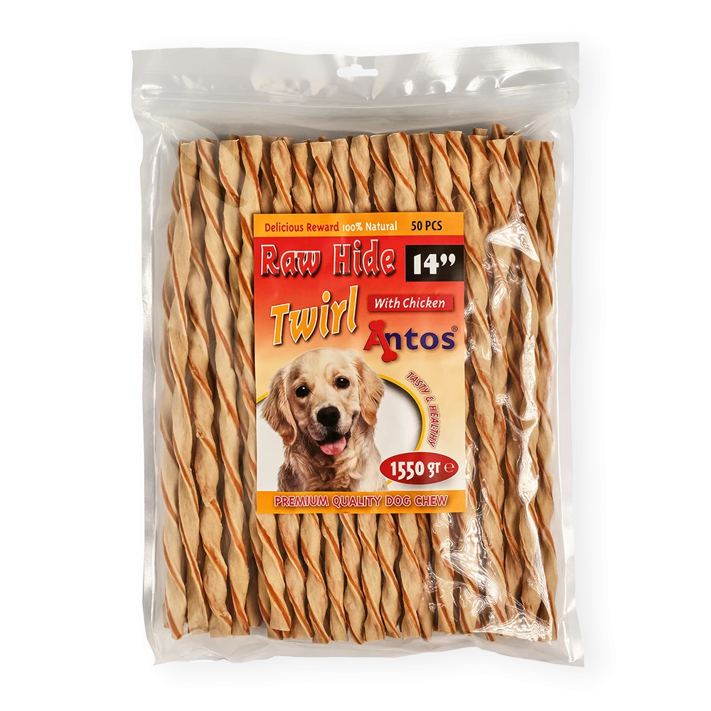 Raw Hide White + Chicken Twirl 14" 50 Stück