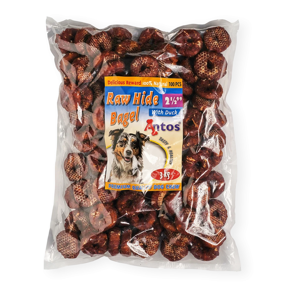 Raw Hide White + Duck Bagel 2½" 100 Stück