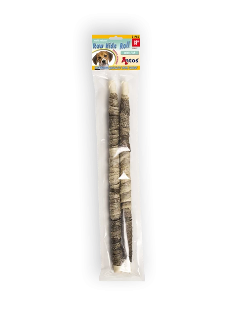 Raw Hide White + Fish Roll 18" 2 Stück