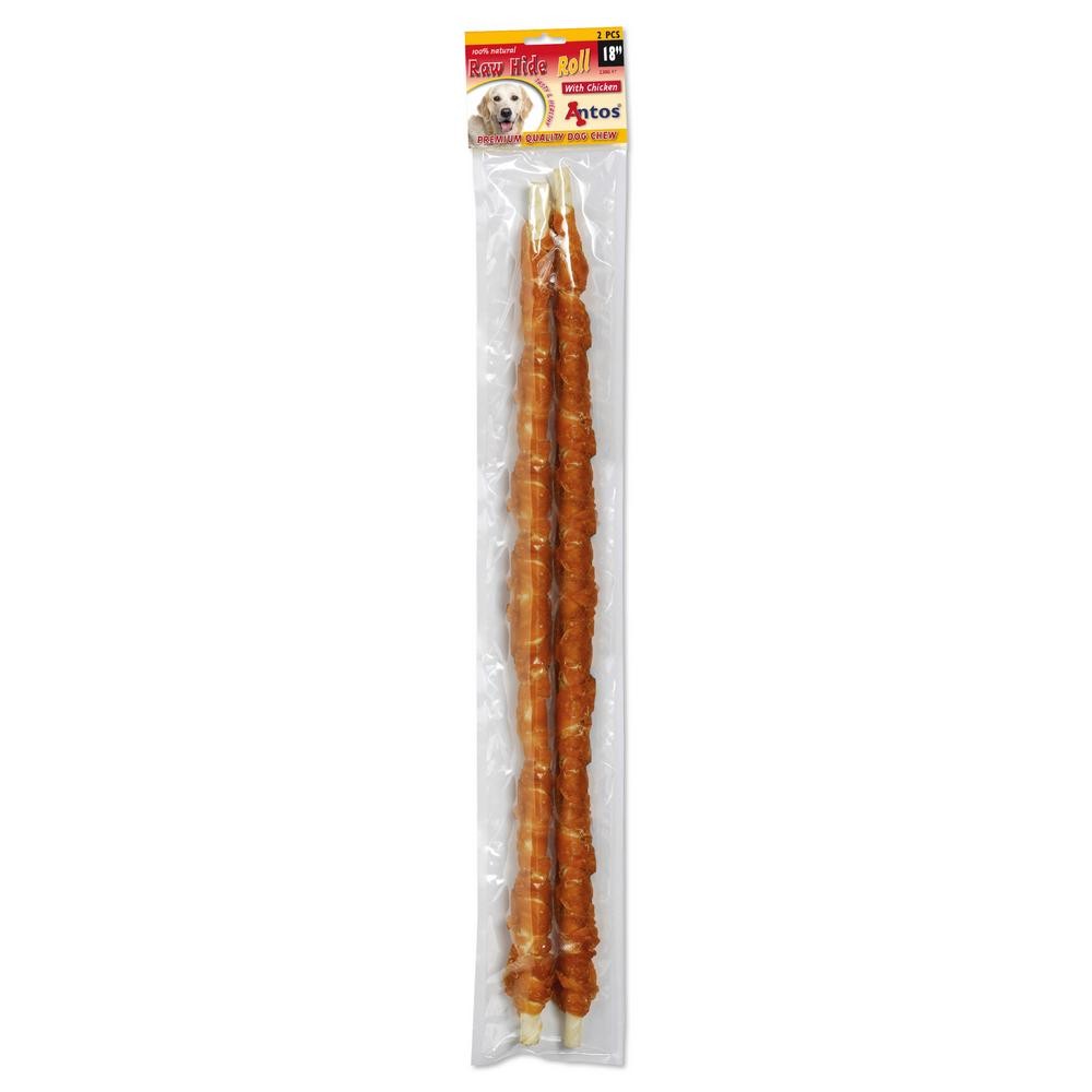 Raw Hide White + Chicken Roll 18" 2 Stück